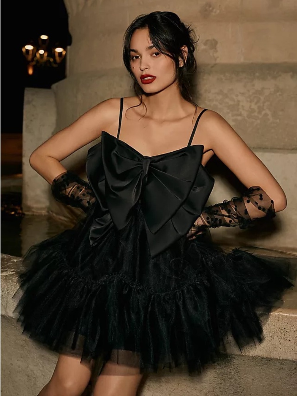 Hutch Take a Bow Tulle Mini Dress Black  - Sz 8